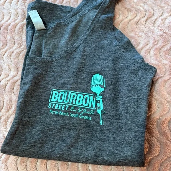 Bourbon Street Bar Myrtle Beach Tourist Charcoal Tank Top Teal Flattering Fit - Picture 4 of 5